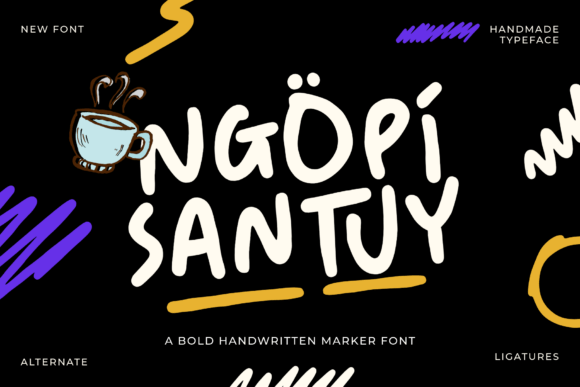 Ngopi Santuy: A Bold Handwritten Font for Casual, Creative Designs